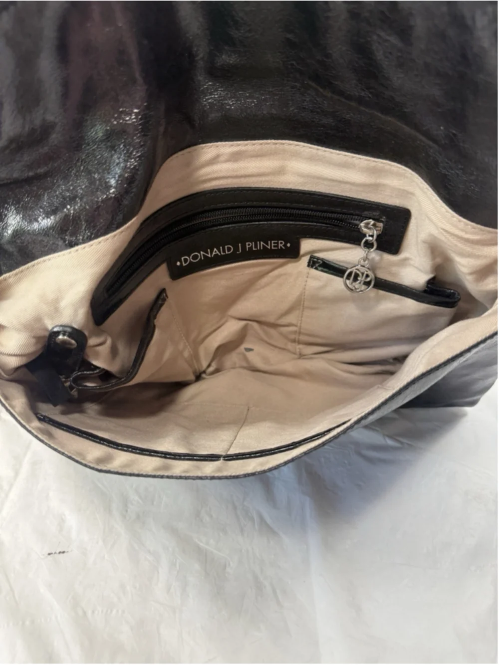 Donald J Pliner Black Leather Bag Purse